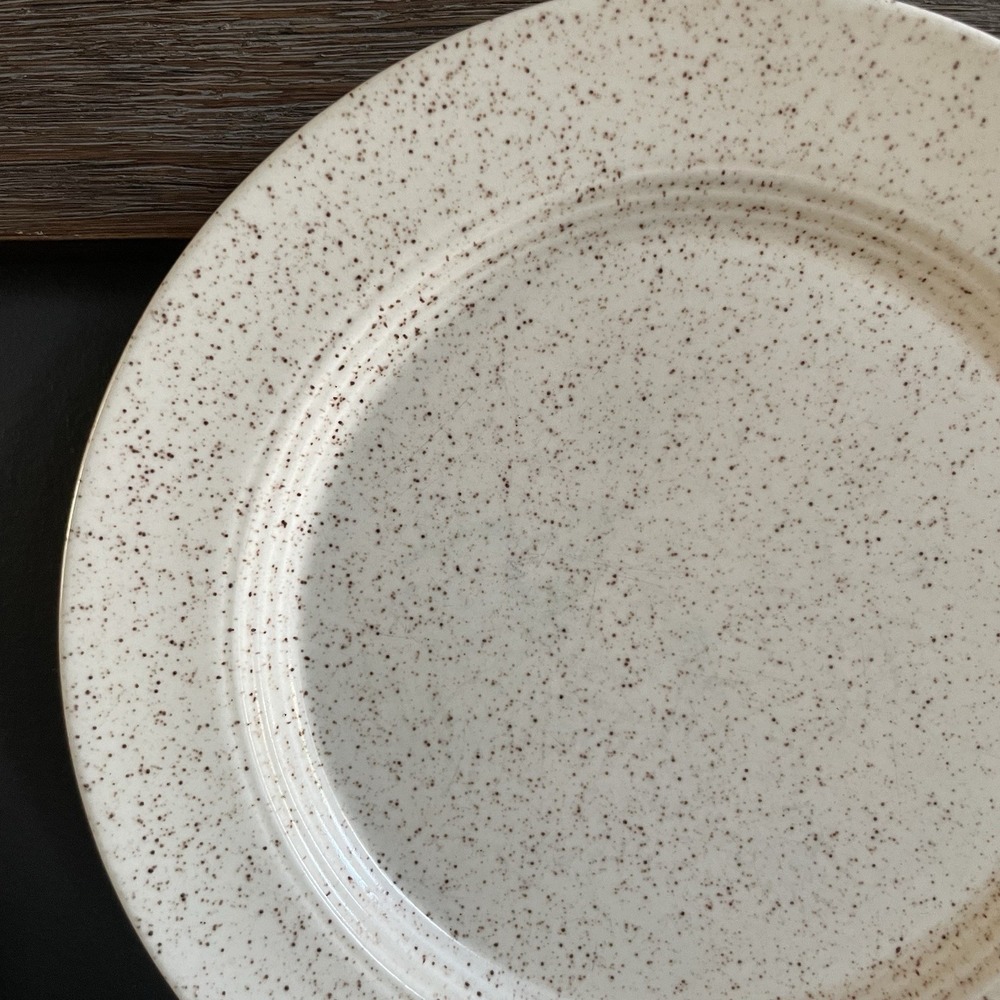 Vintage HOMER LAUGHLIN 7-1/4" Country Sage Oatmeal Beige Brown Speckle Plate